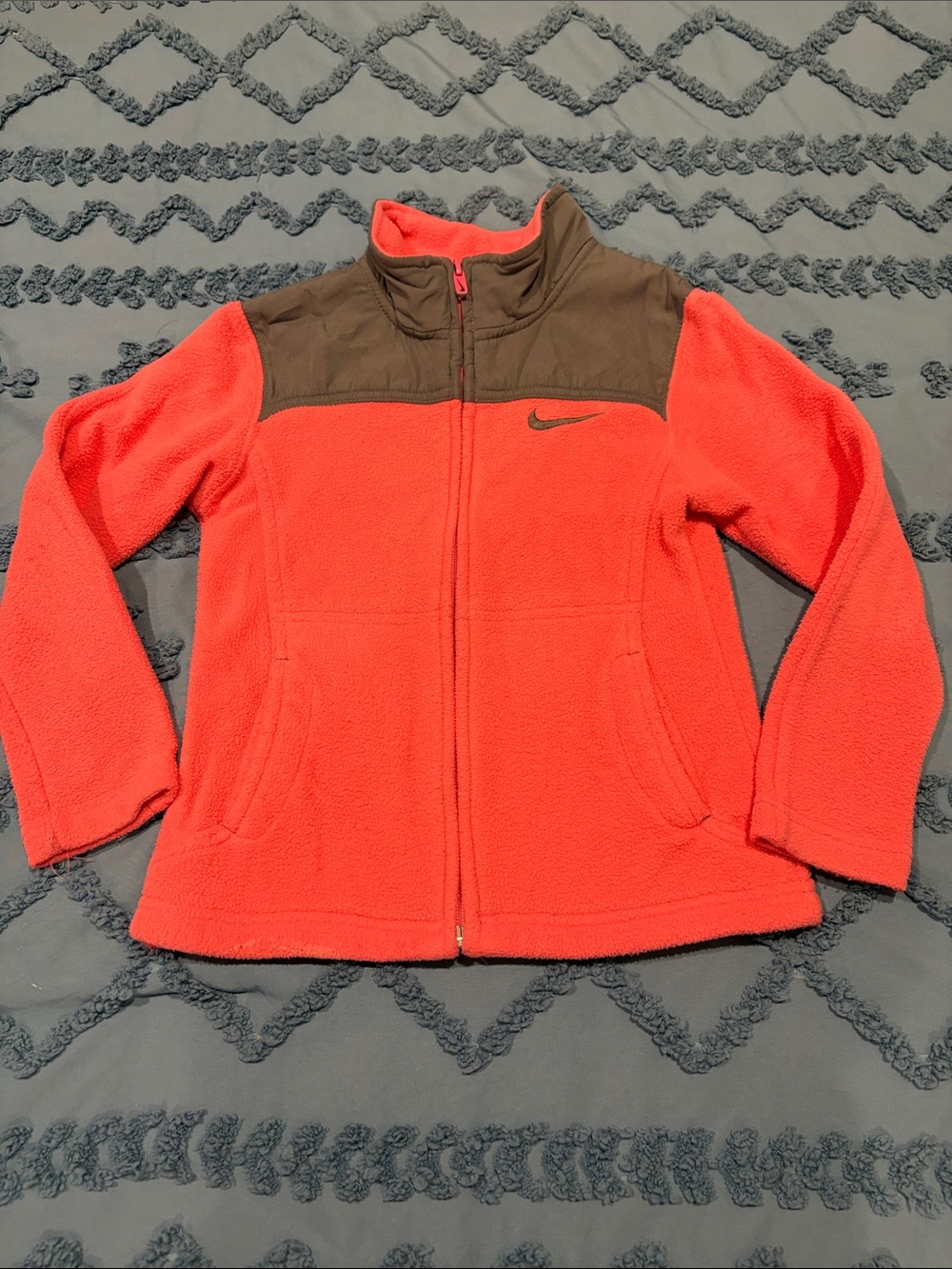 Nike Kids Coral and Gray Full-Zip Fleece Jacket